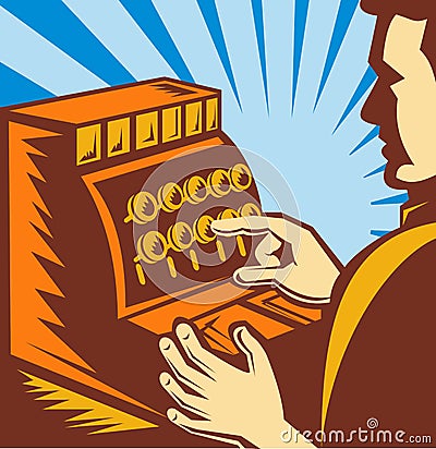 Sales cashier cash register till Vector Illustration