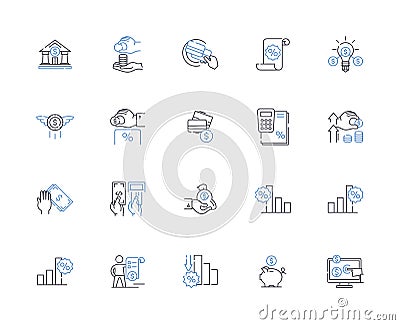 Sales champions line icons collection. Persuasive, Charismatic, Goal-oriented, Confident, Resourceful, Driven, Tenacity Vector Illustration