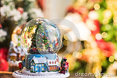 Sales of Christmas decorations on the traditional Christmas market in Europe. Stock Photo