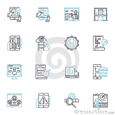Sales company linear icons set. Growth, Prospects, Pipeline, Leads, Conversion, Revenue, Target line vector and concept Vector Illustration