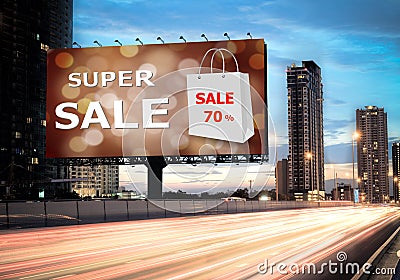 Sales concept, Outdoor billboards, super sale Stock Photo