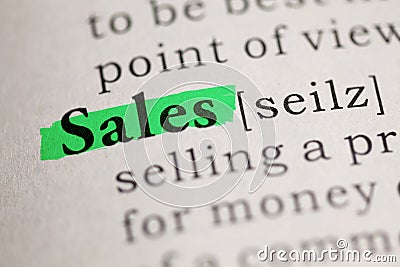 Definition of the word Sales Stock Photo