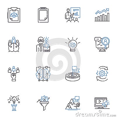 Sales forecasting line icons collection. Prediction, Analytics, Forecast, Projection, Estimation, Trend, Future vector Vector Illustration