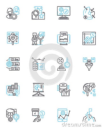 Sales forecasting linear icons set. Prediction, Forecasting, Projections, Analytics, Trend, Anticipation, Estimate line Vector Illustration