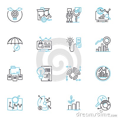 Sales forecasting linear icons set. Prediction, Forecasting, Projections, Analytics, Trend, Anticipation, Estimate line Vector Illustration