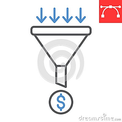 Sales funnel line icon Vector Illustration