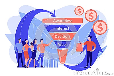 Sales funnel management concept vector illustration. Vector Illustration