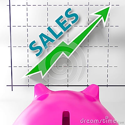 Sales Graph Means Increased Selling And Earnings Stock Photo