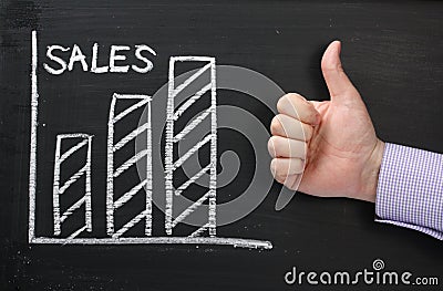 Sales Growth Thumbs Up Stock Photo