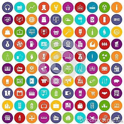 100 sales icons set color Vector Illustration