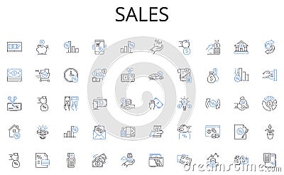 Sales line icons collection. Guide, Manual, Writing, Formats, Details, Specifications, Recording vector and linear Vector Illustration