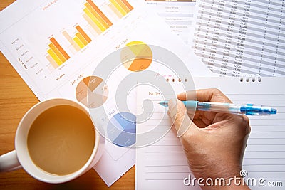 Sales Managers Working Modern Studio.Woman Showing Hand Market Report Charts.Marketing Department Planning New Strategy Stock Photo