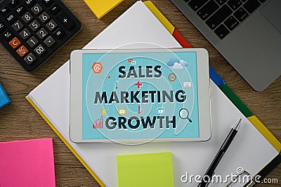 SALES MARKETING CONCECT , Customer Marketing Sales Dashboard Graphics and Business Marketing Team Discussion Corporate Stock Photo