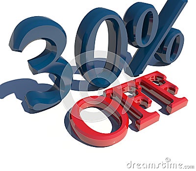 Sales 30 % off price lower down Stock Photo