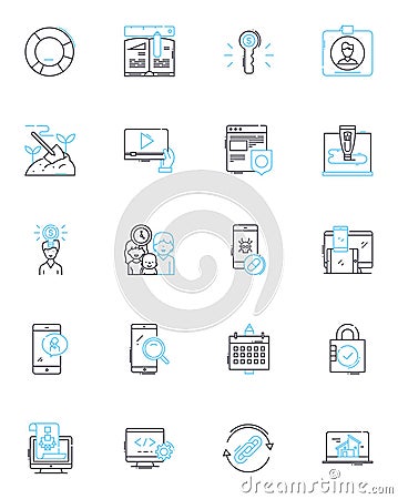 Sales performance linear icons set. Quotas, Metrics, Conversions, Targets, Pipeline, Revenue, Forecasting line vector Vector Illustration