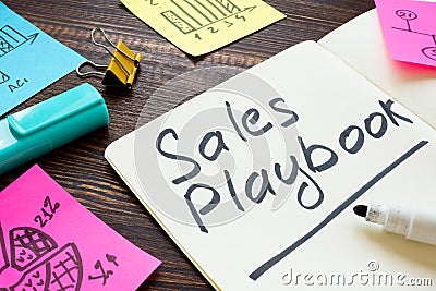 Sales playbook. Notes made in a notebook. Stock Photo