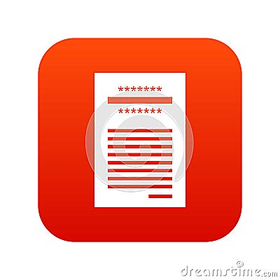 Sales printed receipt icon digital red Vector Illustration
