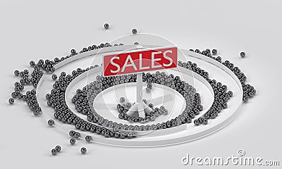 Sales process diagram, converting leads to client and then sales 3D illustration Stock Photo