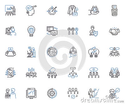 Sales and promotion line icons collection. Marketing, Advertising, Promotions, Salesmanship, Pitch, Discount, Campaign Vector Illustration