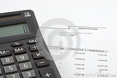 Sales quotation and calculator Stock Photo