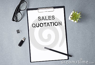 Sales quotation-text inscription on the planning form. Stock Photo