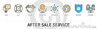 After sales service infographics in minimal flat line style Stock Photo