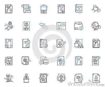 Sales staff line icons collection. Persuasive, Target-driven, Assertive, Charming, Confident, Convincing, Dynamic vector Vector Illustration