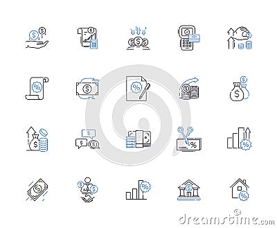 Sales system outline icons collection. Sale, System, Automated, Process, Ordering, Tracking, Purchasing vector and Vector Illustration