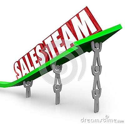 Sales Team Working Together Reaching Selling Goal Stock Photo
