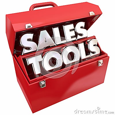 Sales Tools Selling Resources Toolbox Words Stock Photo