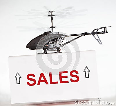 Sales up with helicopter Stock Photo