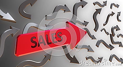 Sales Word On red Arrow Stock Photo