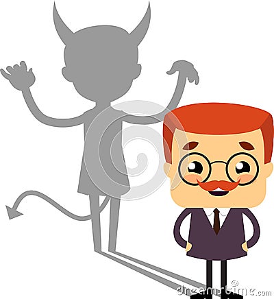 Salesman Boss Guy - Devil person Standing with Fake Smile Stock Photo