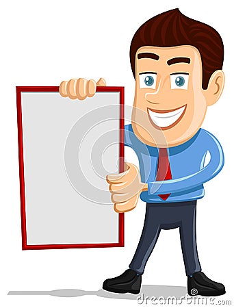 Salesman holding empty board Vector Illustration
