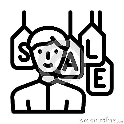 salesman shop season discount line icon vector illustration Vector Illustration