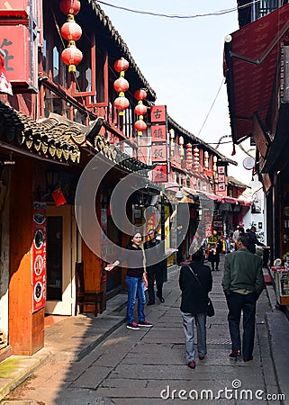 Saleswoman in Zhujiajiao shop Editorial Stock Photo