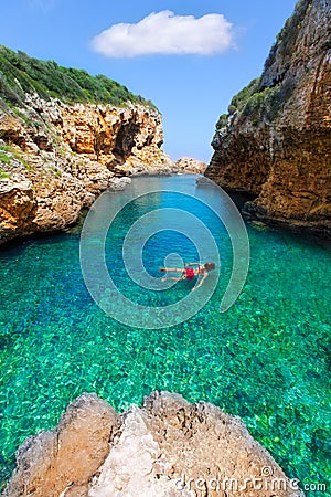 SAlgar beach Cala Rafalet in Menorca at Balearic Islands Stock Photo