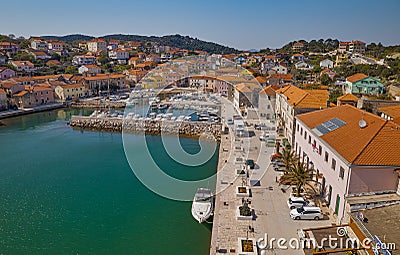 Sali old town port aerial view at Dugi Otok Croatia Editorial Stock Photo