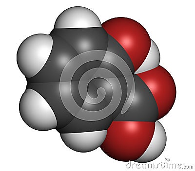 Salicylic acid molecule. Used in cosmetics, in dermatological medicines, etc Stock Photo