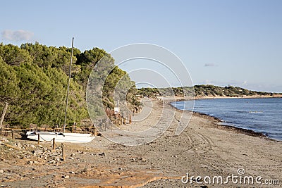 Salinas Beach in Ibiza Editorial Stock Photo