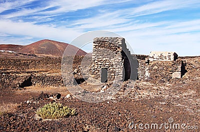 Salinas de los Agujeros and La Caldera, Lanzarote Stock Photo