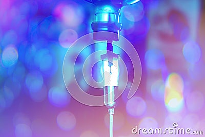 Saline iv drip fluid intravenous drop hospital room,medical concept,treatment emergency Stock Photo