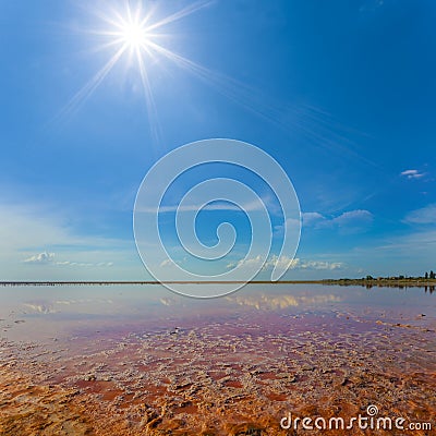 saline lake under a sparkle sun Stock Photo