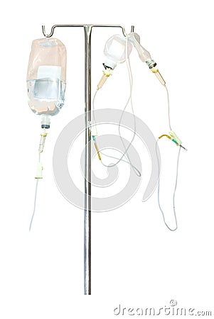 Saline Medical For patients Isolated on white background. Stock Photo