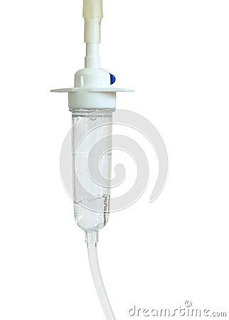 Saline solution drip isolated on white Stock Photo