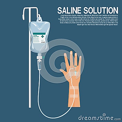 Saline solution with hand Vector Illustration
