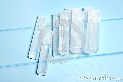 Vials of Saline Solution Stock Photo