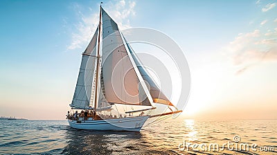 Saling boats on the blue sea Stock Photo