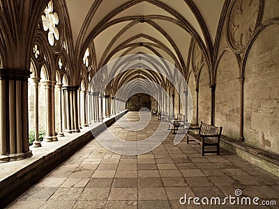Salisbury Cathedral Arched Cloister Stock Photo