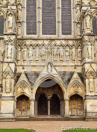 Salisbury Cathedral Entrance Stock Photo